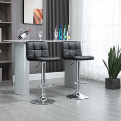 2x Counter Height PU Leather Upholstered Height Swivel Bar Stools -Black