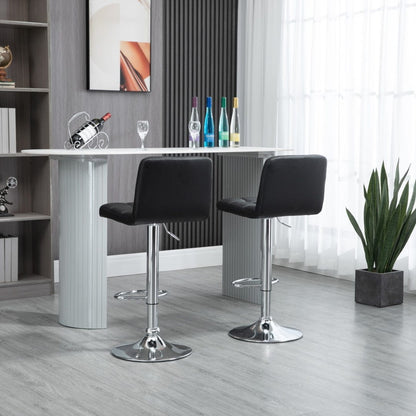 2x Counter Height PU Leather Upholstered Height Swivel Bar Stools -Black