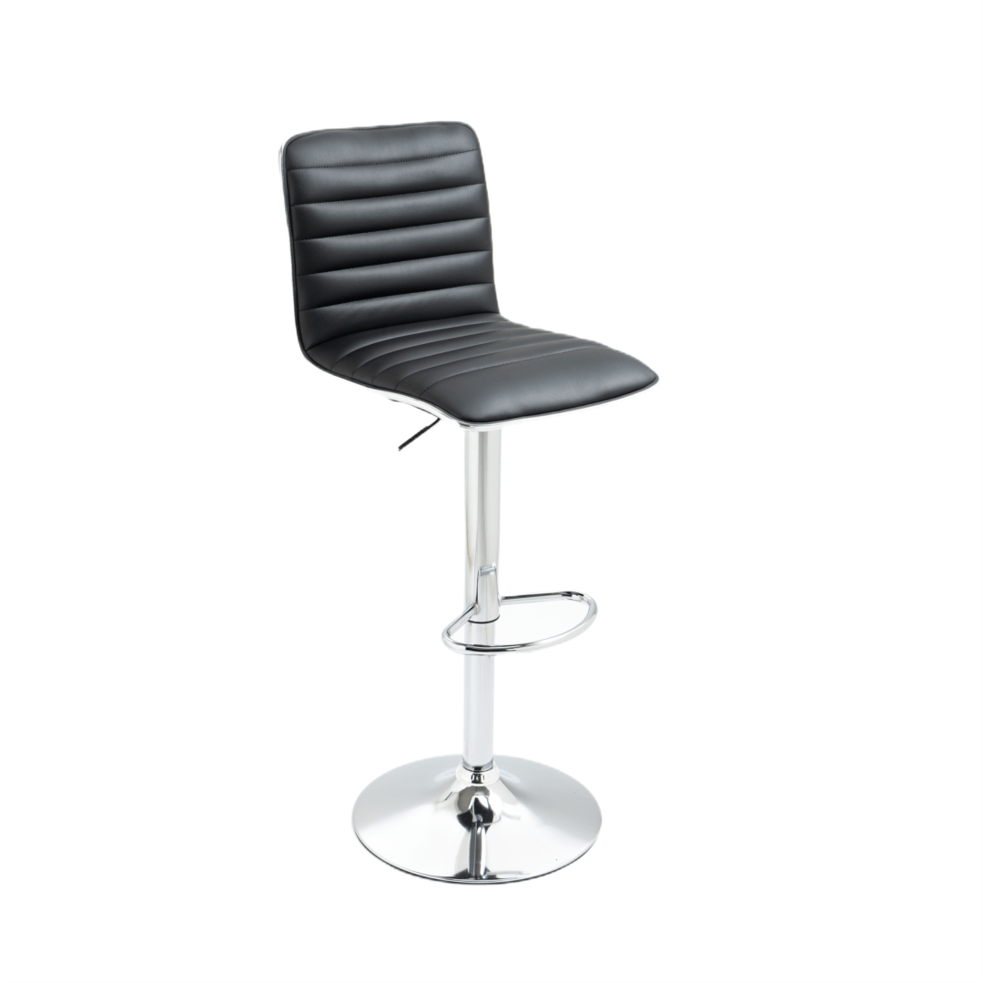 2x Height PU Leather Upholstered Adjustable Height Swivel Bar Stools -Black