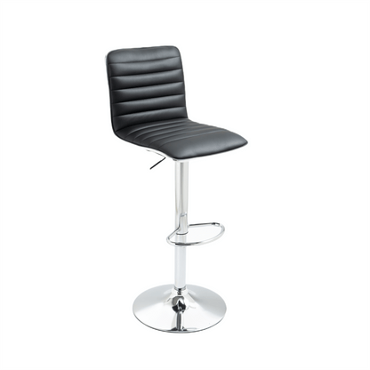 2x Height PU Leather Upholstered Adjustable Height Swivel Bar Stools -Black