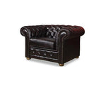 Genuine Leather Deep Quilt Sofa Lounge Set, Brown