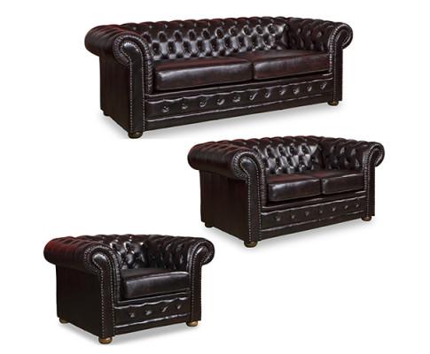  3+2+1 Seater Genuine Leather Upholstery Pocket Spring Sofa Lounge Set In Burgandy Colour