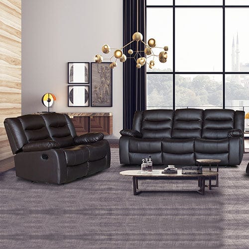  3+2 Seater Recliner Sofa In Leather Lounge Couch In Brown