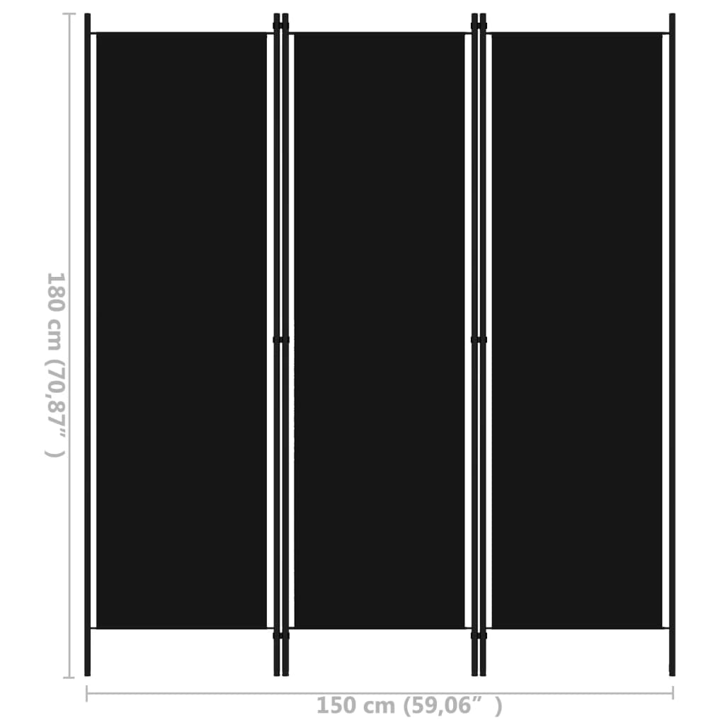 3-Panel Room Divider (Black)