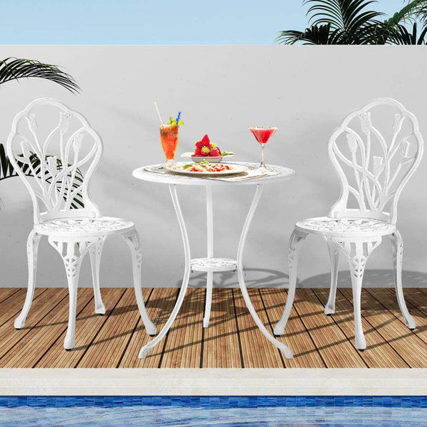  3 Piece Outdoor Furniture Setting Chairs Table Bistro Patio Dining Set