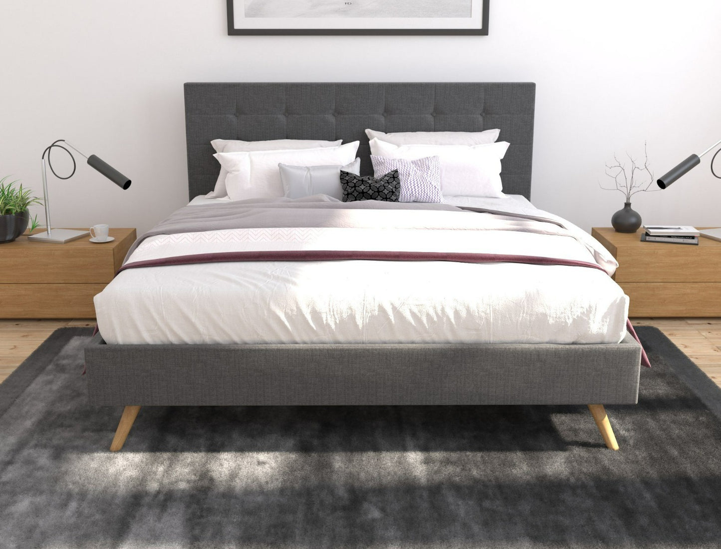 Fabric frame charcoal queen