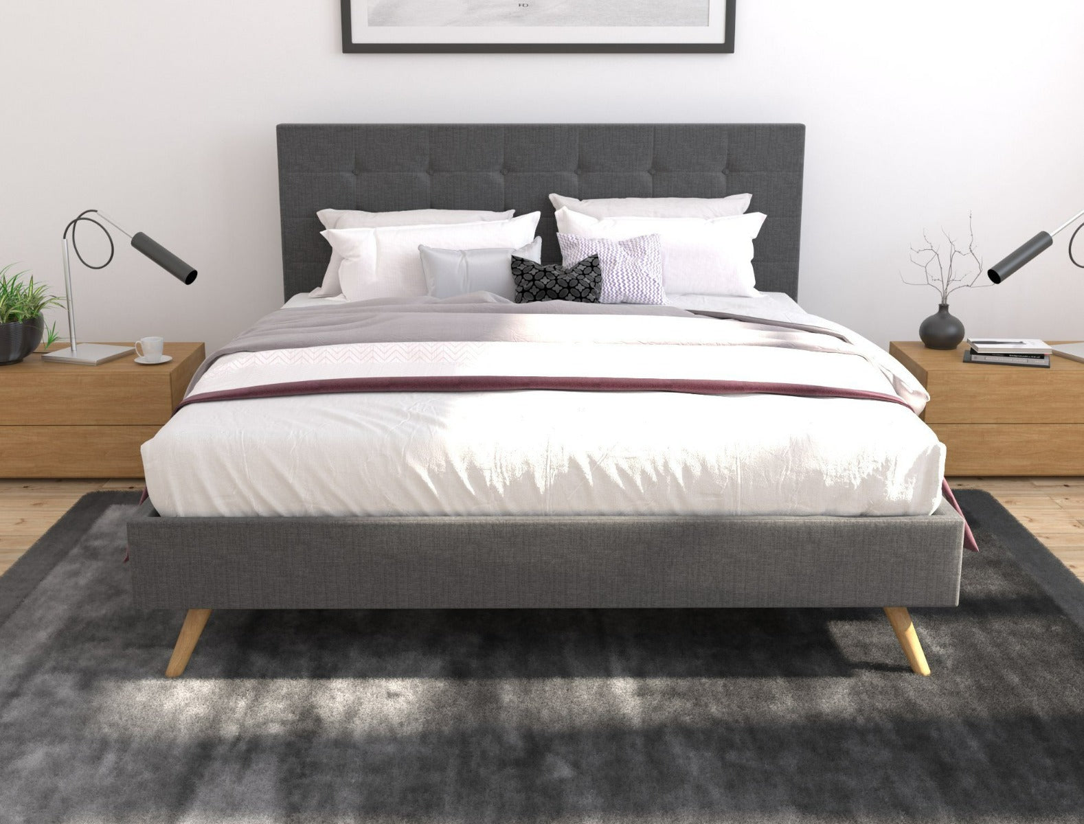 Fabric frame charcoal queen