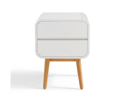 Night Stand with Push to Open Drawers-White