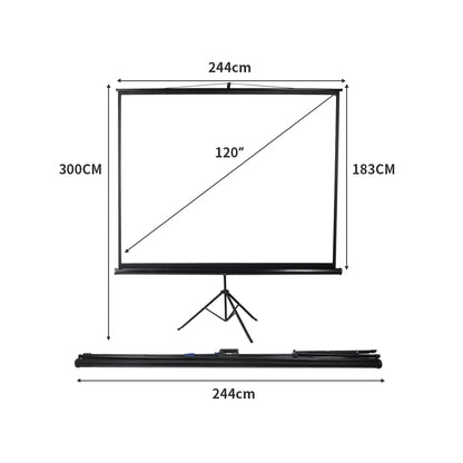 120 Inch Projector Screen Tripod Stand Home Outdoor Screens Cinema Portable HD3D