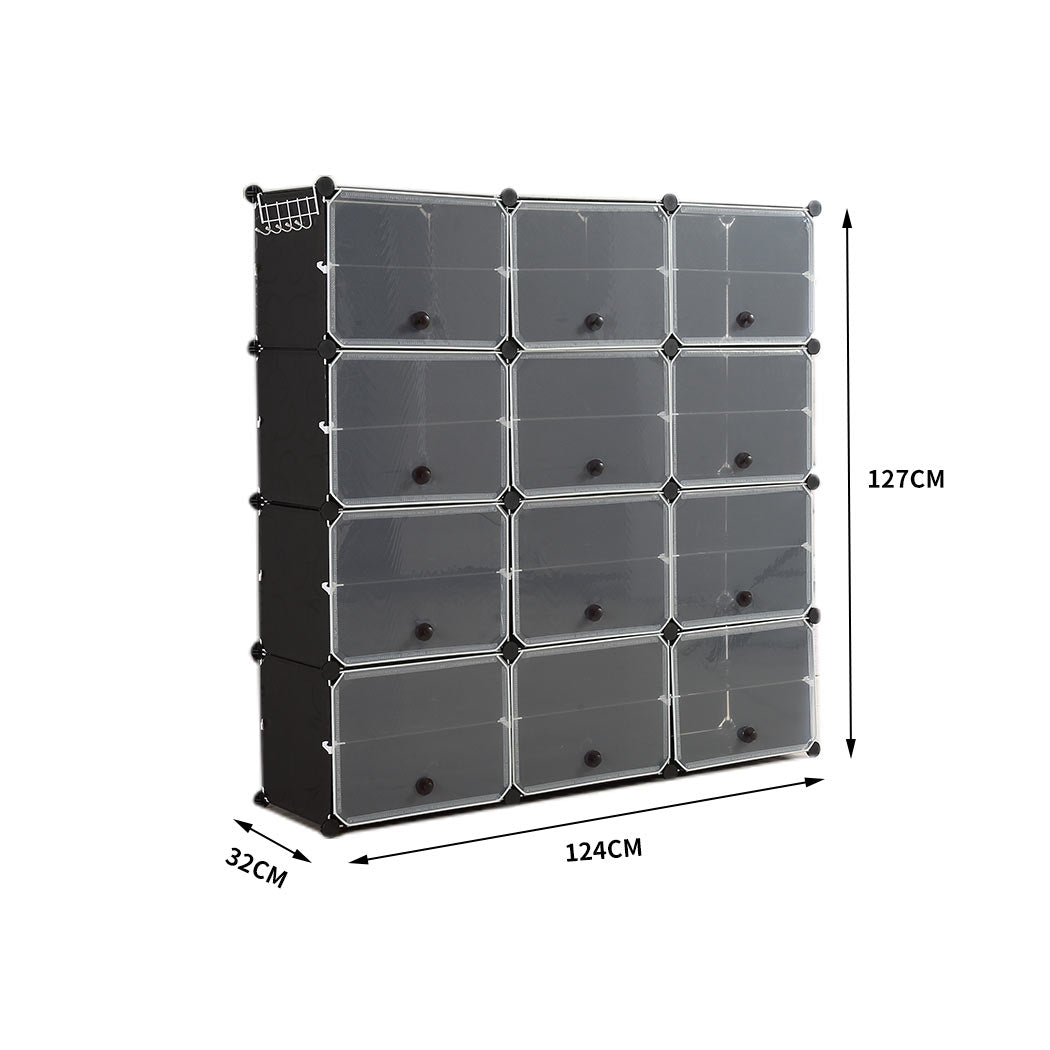 Cube Cabinet Shoe Storage Cabinet Organiser Shelf Stackable DIY 8 Tier 3 Column