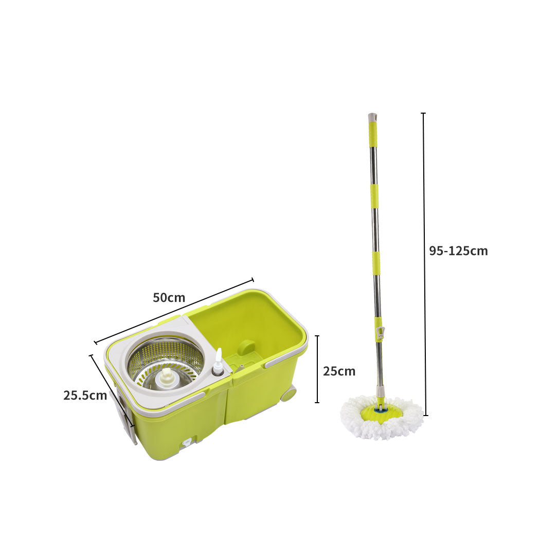 4 Style 360 Spinning Mop Stainless Steel Bucket 2 Free Spin Mop Heads/pads Wheel