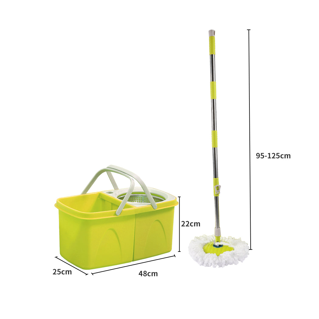 Spin Mop Bucket Set 360° Spinning Stainless Steel Rotating Wet Dry Microfiber AU