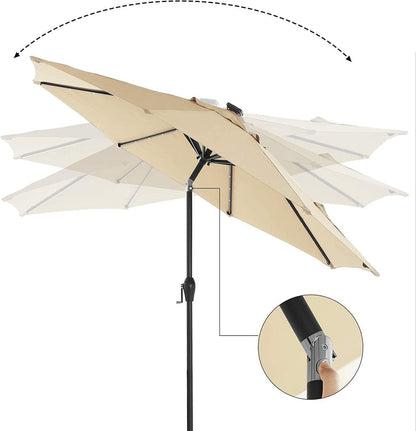 3m Solar Lighted Outdoor Patio Umbrella Beige