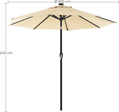 3m Solar Lighted Outdoor Patio Umbrella Beige