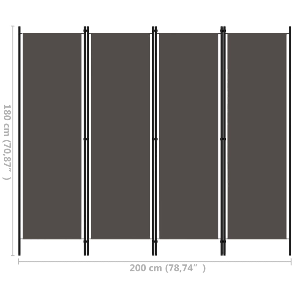 4-Panel Room Divider Anthracite