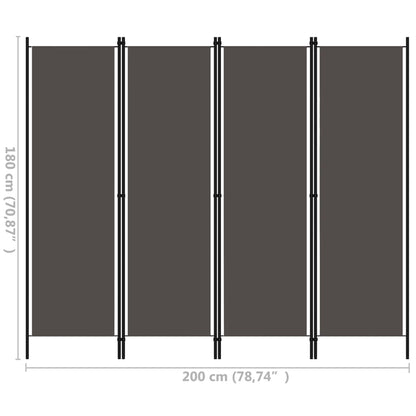 4-Panel Room Divider Anthracite