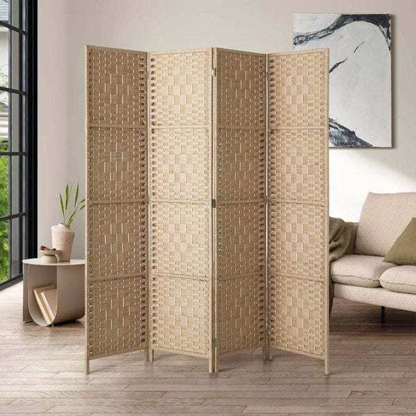 4 Panel Room Divider Privacy Screen Wood