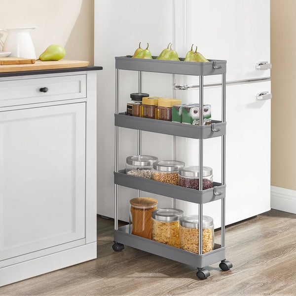  4-Tier Storage Cart on Wheels Gray