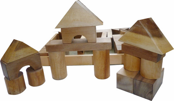  Natural Wood Blocks 34 Pcs