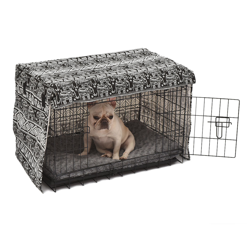 Foldable Metal Carrier Portable Pet Kennel With Bed Cover 48"
