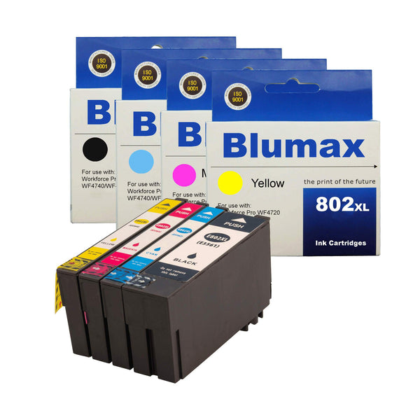  4 Pack Blumax Alternative for Epson 802XL Ink Cartridges