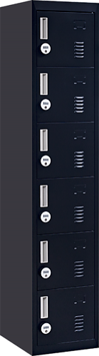  4-digit Combination Lock 6-Door Locker for Office Storage Black