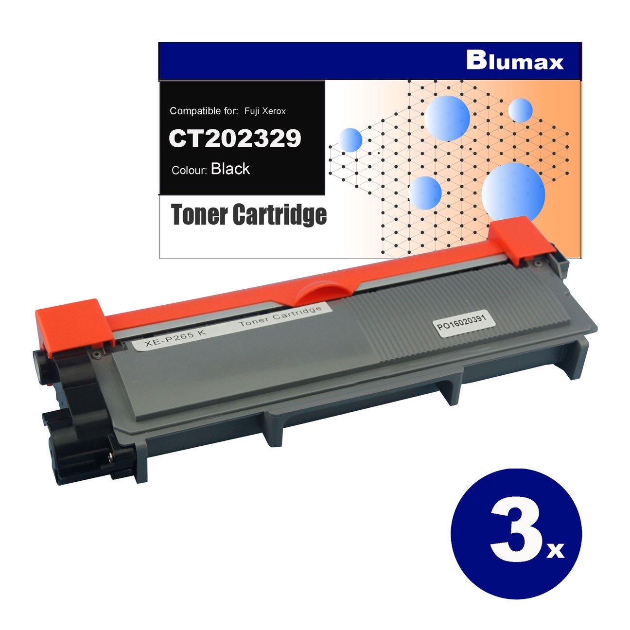 3x Blumax Alternative for Fuji Xerox CT202330 (P265) Black Toner Cartridges 
