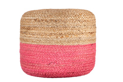 Dual Color Jute Pouf NAT/ Pink
