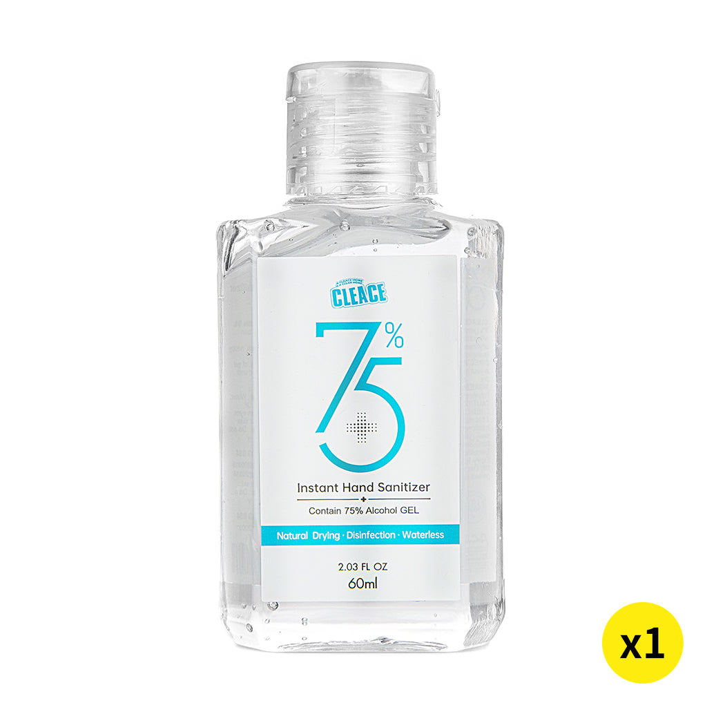 Cleace 1x Hand Sanitiser Sanitizer Instant Gel Wash 75% Alcohol 60ML