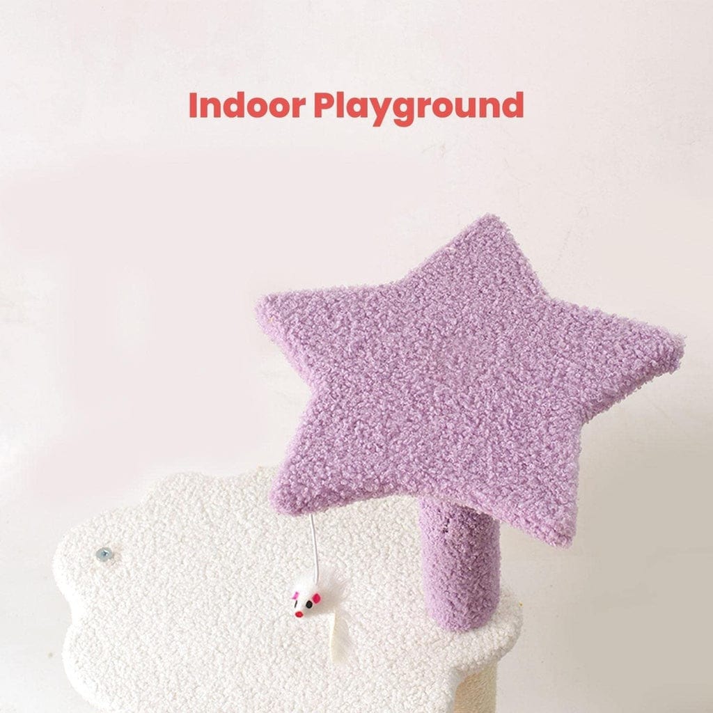 61cm Galaxy Plush Scratching Post Cat Tree Pink Purple