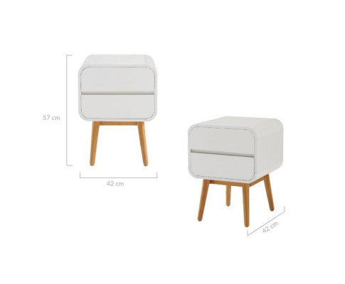 Night Stand with Push to Open Drawers-White