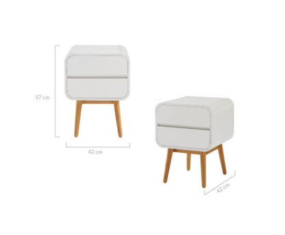 Night Stand with Push to Open Drawers-White