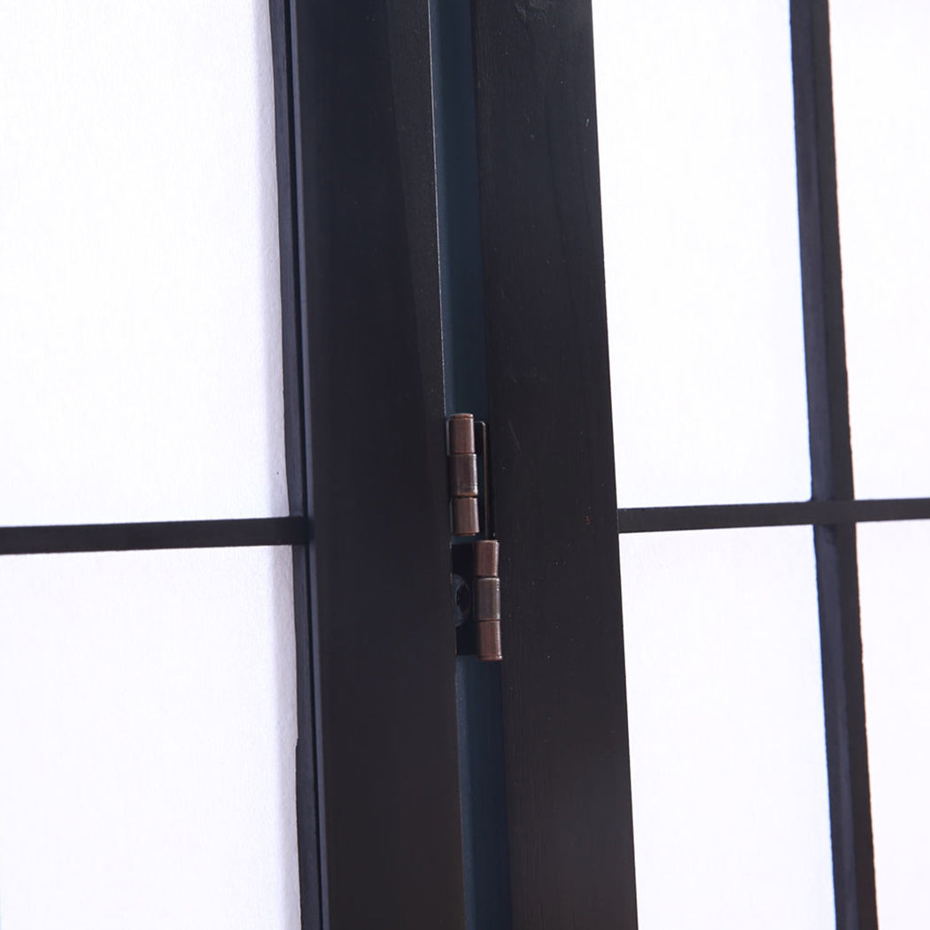 6 Panel Free Standing Foldable  Room Divider Privacy Screen Black Frame