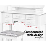 7 Drawer Dressing Table with Mirror - White