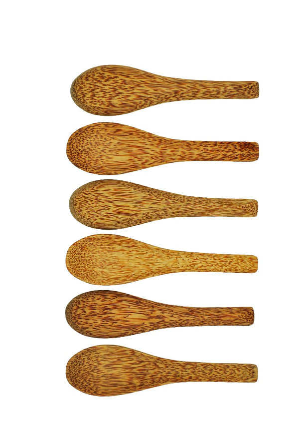  Set of 6 Dinning Coconut wooden Soup Spoons