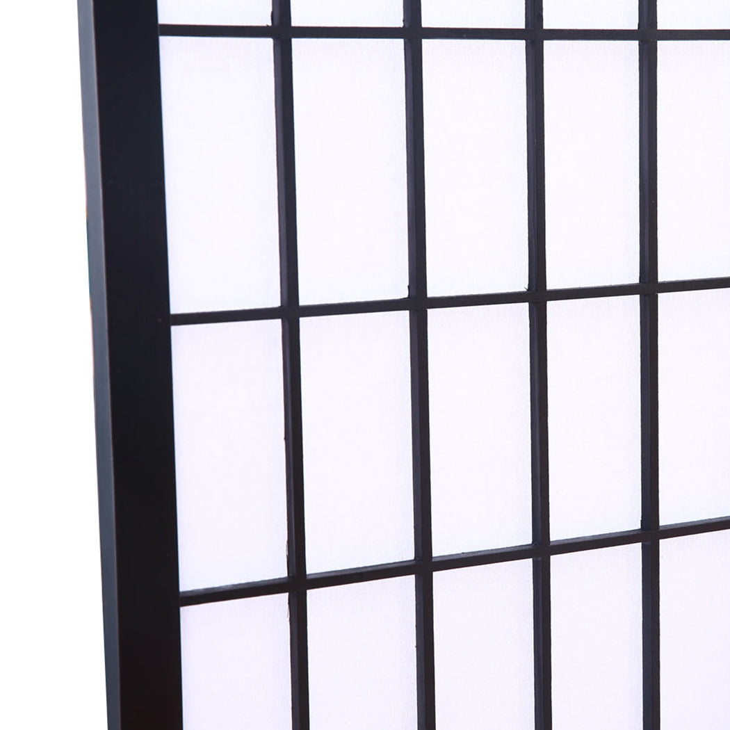 6 Panel Free Standing Foldable  Room Divider Privacy Screen Black Frame
