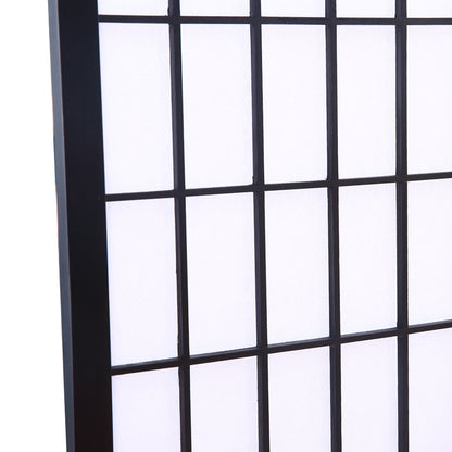 6 Panel Free Standing Foldable  Room Divider Privacy Screen Black Frame