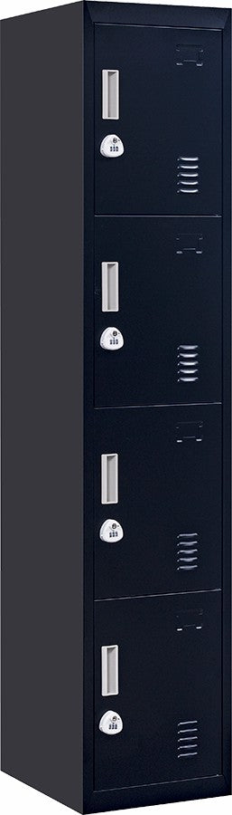  3-digit Combination Lock 4 Door Locker for Office Gym Black