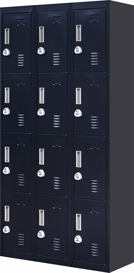12 Door Locker for Office Gym - Black 
