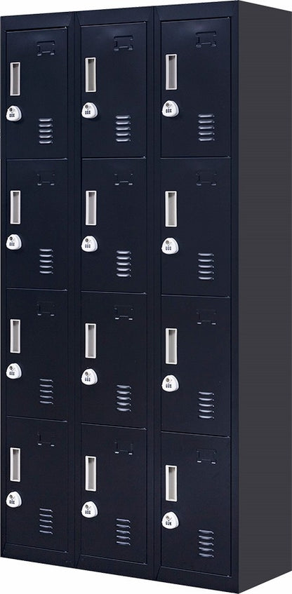 12 Door Locker for Office Gym - Black 
