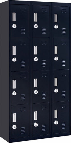 12 Door Locker for Office Gym - Black 
