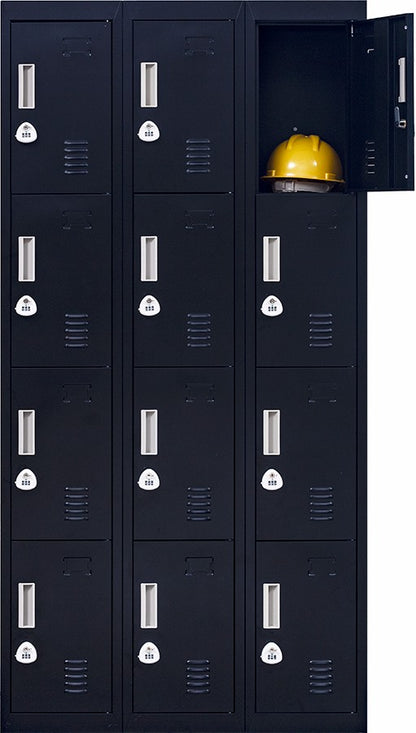 12 Door Locker for Office Gym - Black 
