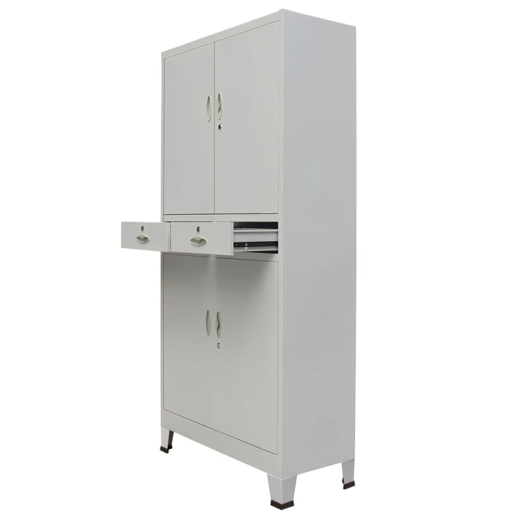 Office Cabinet with 4 Doors Steel 90x40x180 cm Grey