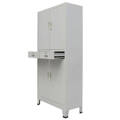 Office Cabinet with 4 Doors Steel 90x40x180 cm Grey