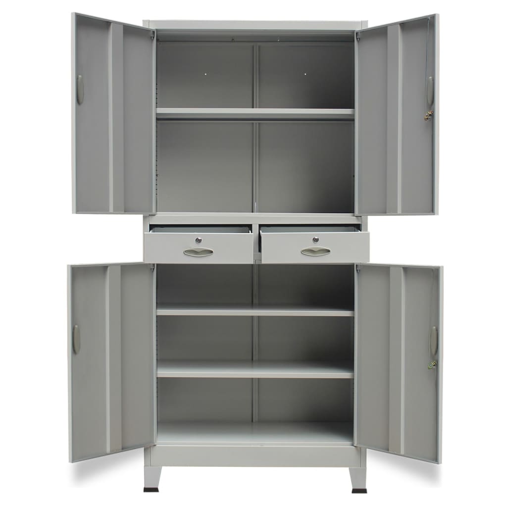 Office Cabinet with 4 Doors Steel 90x40x180 cm Grey
