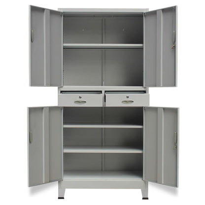 Office Cabinet with 4 Doors Steel 90x40x180 cm Grey