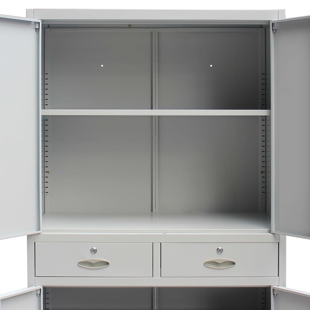 Office Cabinet with 4 Doors Steel 90x40x180 cm Grey