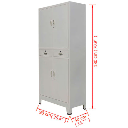 Office Cabinet with 4 Doors Steel 90x40x180 cm Grey