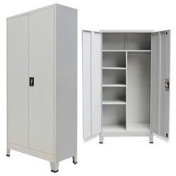 Locker Cabinet with 2 Doors Steel 90x40x180 cm Grey