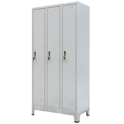 Locker Cabinet with 3 Compartments Steel 90x45x180 cm Grey